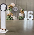 Balloon Garland decorations balloon styling digital Photo Booth with custom signage packages for hire